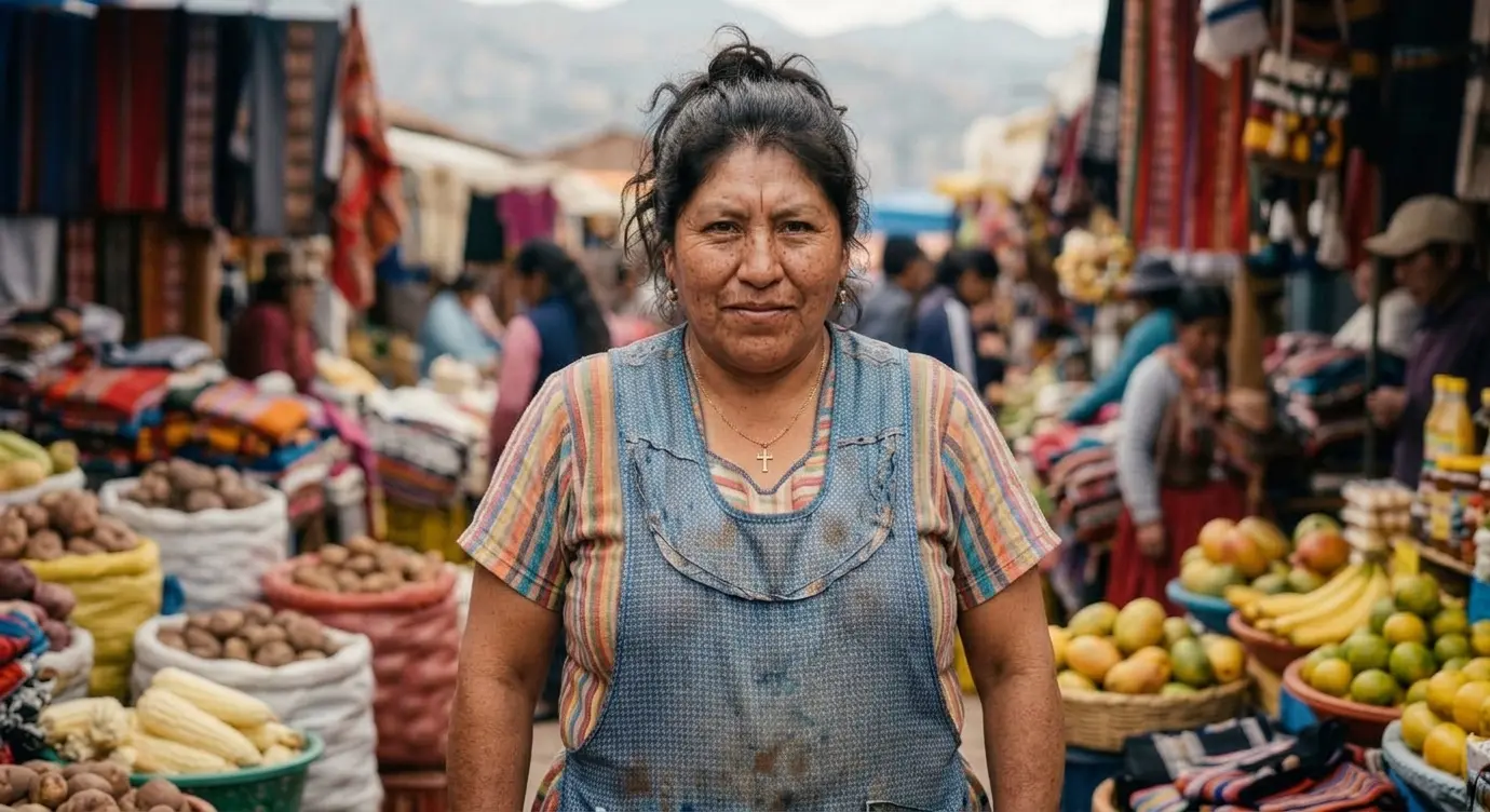 Remedios, tiene un puesto en un mercadillo de carretera.